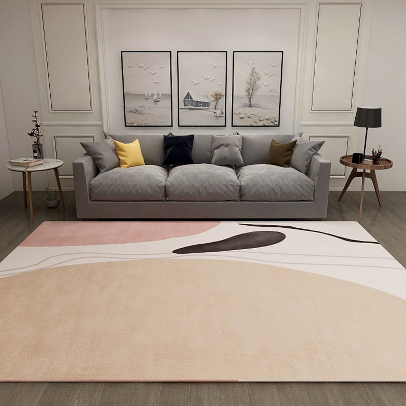 Brehn | Scandinavisch Novelty Tapijt in Ivoor Kleur Bloklijnen Print Vloerkleed Polyester Wasbaar Tapijt voor Woonkamer