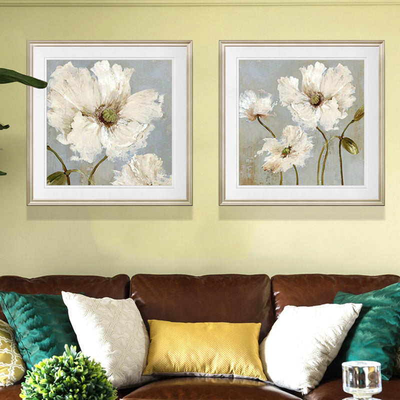 Brehn | Traditioneller Stil Blumen Leinwand Wandkunst Helle Farbe Texturiertes Gemälde für Schlafzimmer