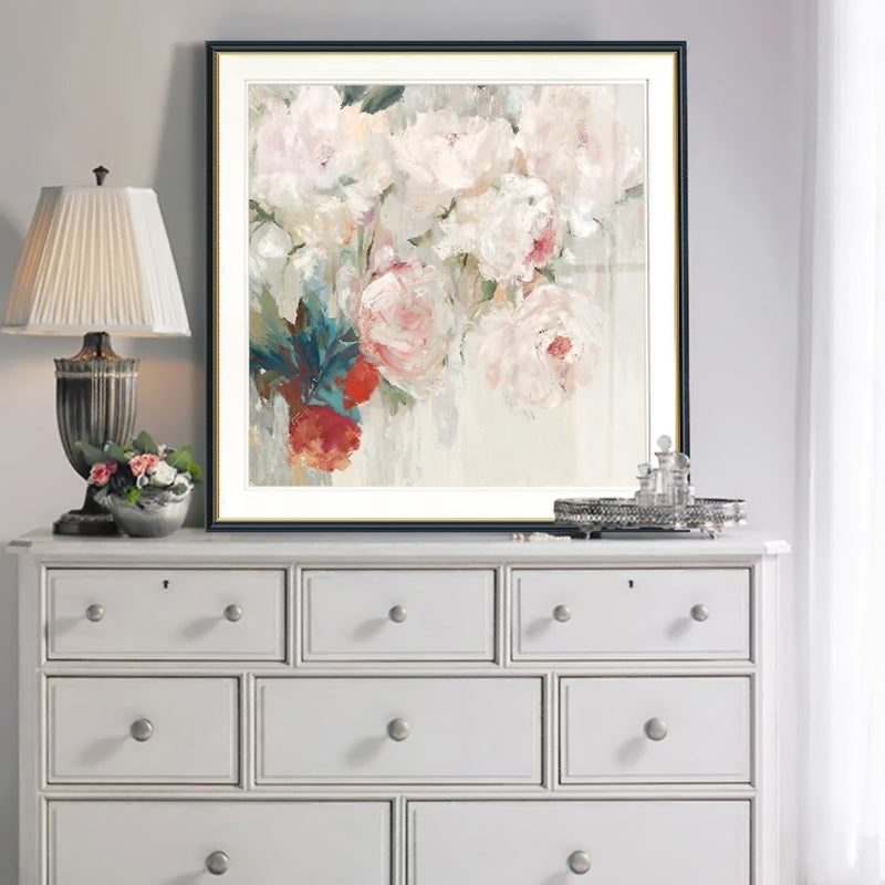 Brehn | Bloom Print Eingewickelte Leinwand Traditionelles Texturiertes Gemälde in Heller Farbe für Lounge