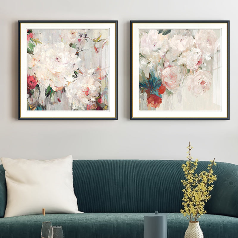 Brehn | Bloom Print Eingewickelte Leinwand Traditionelles Texturiertes Gemälde in Heller Farbe für Lounge