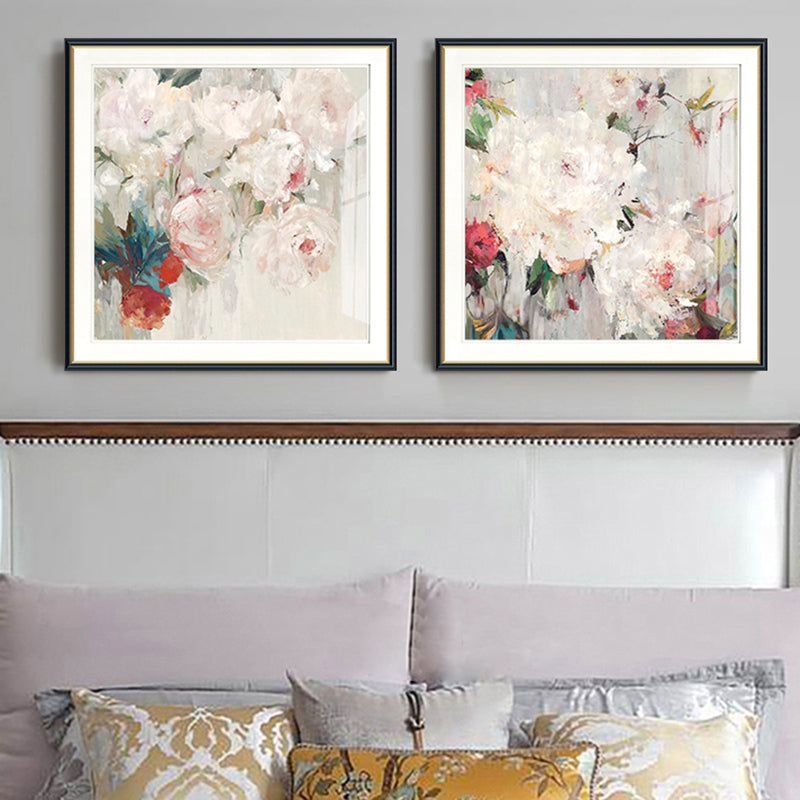 Brehn | Bloom Print Eingewickelte Leinwand Traditionelles Texturiertes Gemälde in Heller Farbe für Lounge