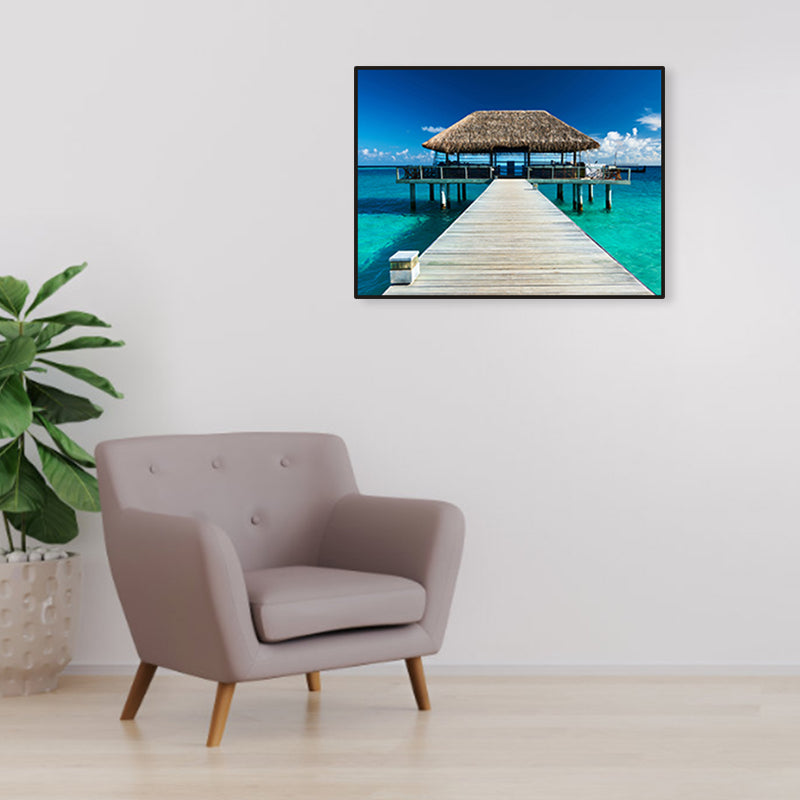 Brehn | Seaside Bridge Scene Canvas Wandschmuck Modern Texturiert Raum Wanddekoration in Heller Farbe