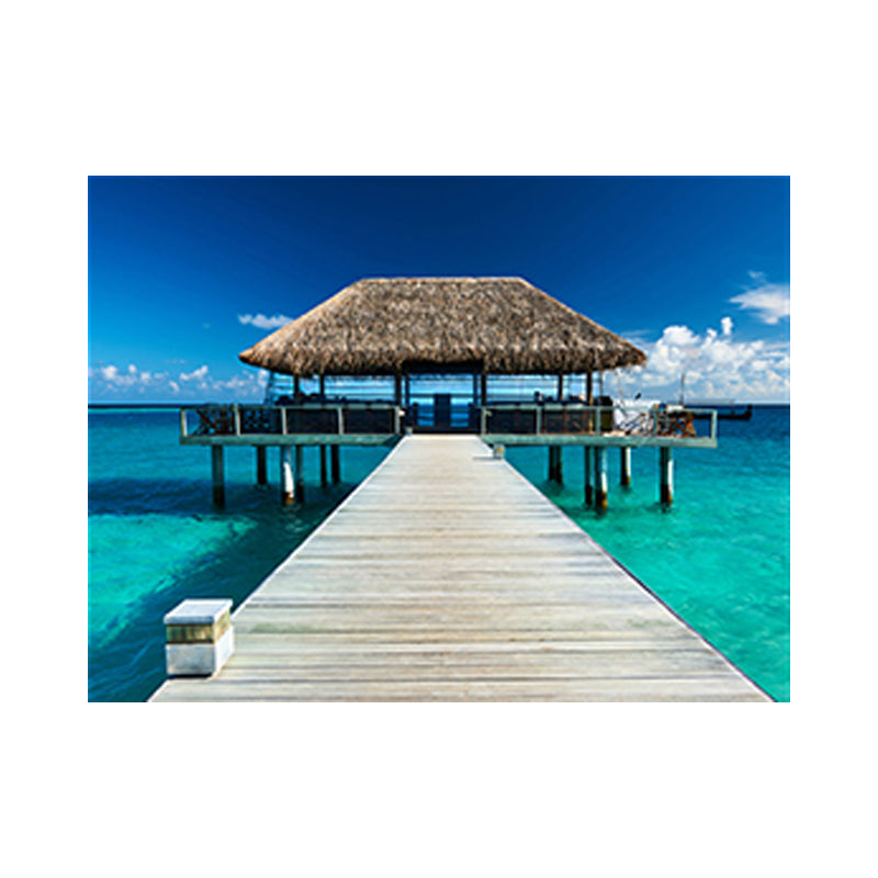 Brehn | Seaside Bridge Scene Canvas Wandschmuck Modern Texturiert Raum Wanddekoration in Heller Farbe