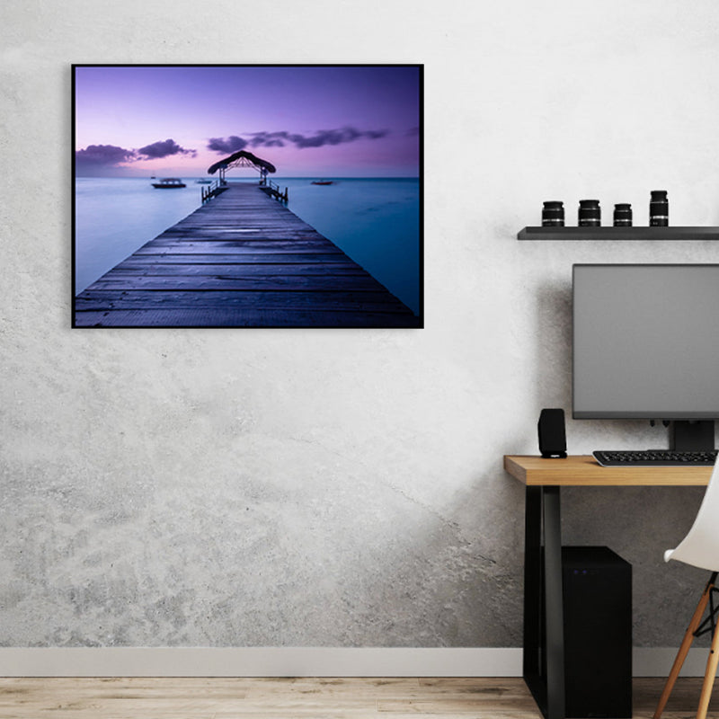 Brehn | Seaside Bridge Scene Canvas Wandschmuck Modern Texturiert Raum Wanddekoration in Heller Farbe