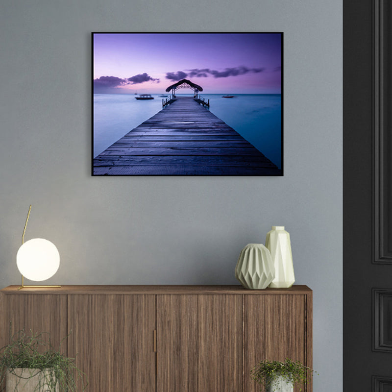 Brehn | Seaside Bridge Scene Canvas Wandschmuck Modern Texturiert Raum Wanddekoration in Heller Farbe