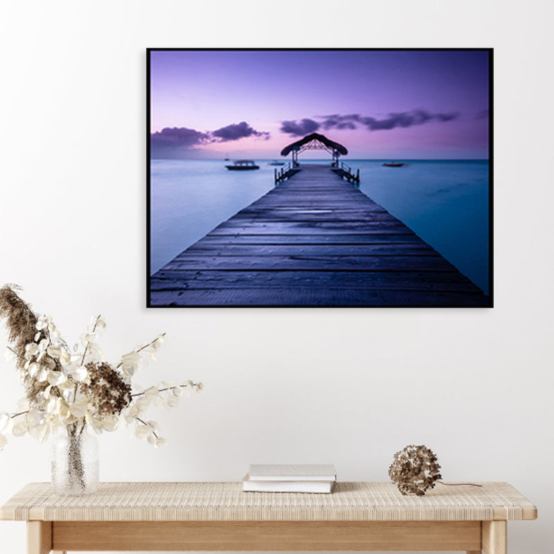 Brehn | Seaside Bridge Scene Canvas Wandschmuck Modern Texturiert Raum Wanddekoration in Heller Farbe