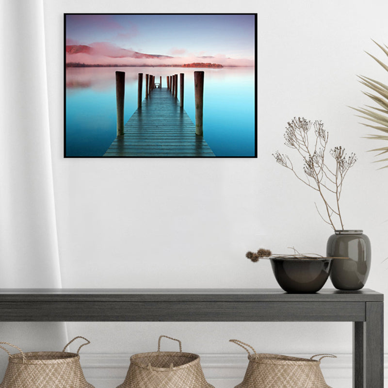 Brehn | Seaside Bridge Scene Canvas Wandschmuck Modern Texturiert Raum Wanddekoration in Heller Farbe