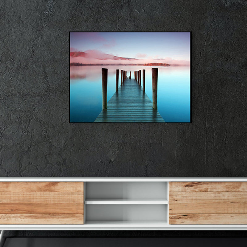 Brehn | Seaside Bridge Scene Canvas Wandschmuck Modern Texturiert Raum Wanddekoration in Heller Farbe