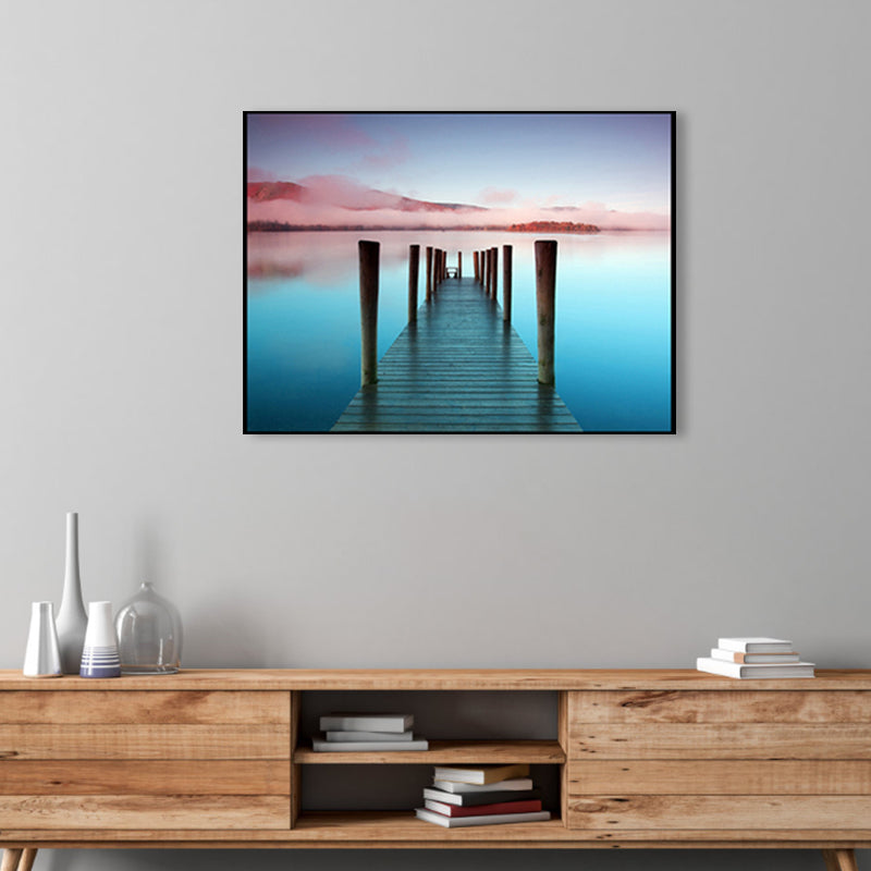 Brehn | Seaside Bridge Scene Canvas Wandschmuck Modern Texturiert Raum Wanddekoration in Heller Farbe