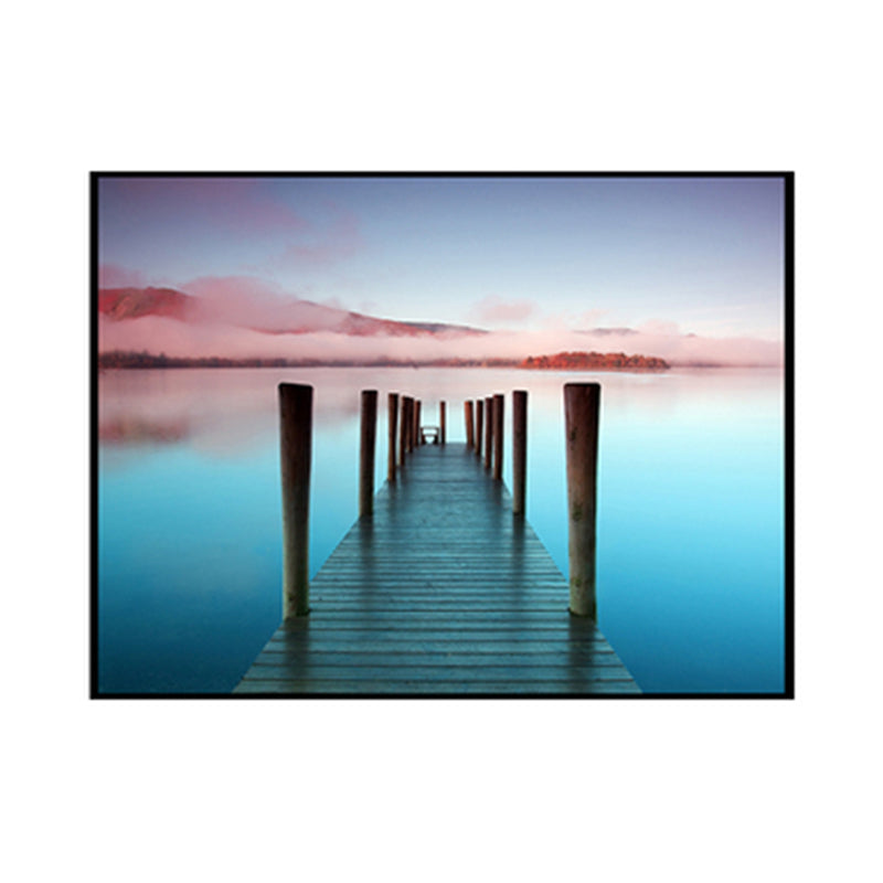 Brehn | Seaside Bridge Scene Canvas Wandschmuck Modern Texturiert Raum Wanddekoration in Heller Farbe