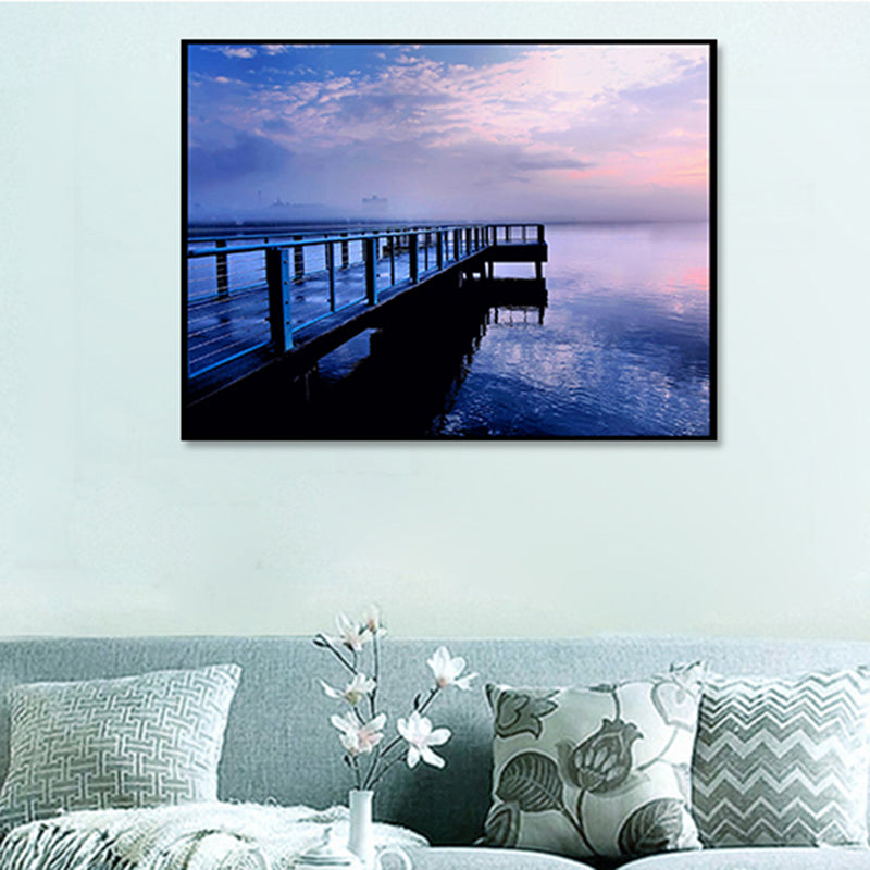 Brehn | Brücke zum Meer Zeitgenössische Landschaft Canvas Kunst Wohnzimmer Wanddekoration in Pastellfarbe