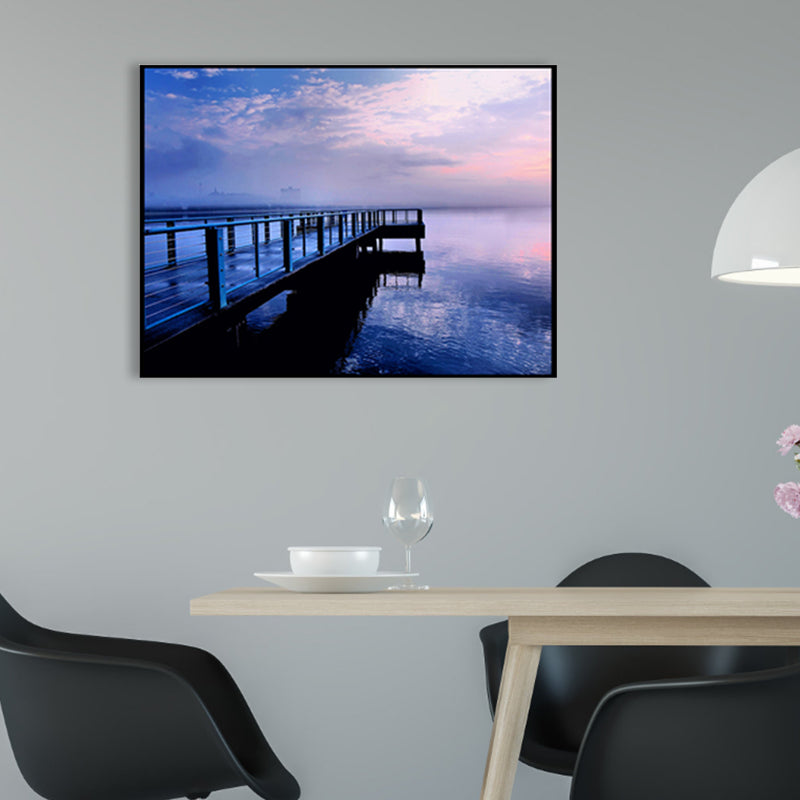 Brehn | Brücke zum Meer Zeitgenössische Landschaft Canvas Kunst Wohnzimmer Wanddekoration in Pastellfarbe