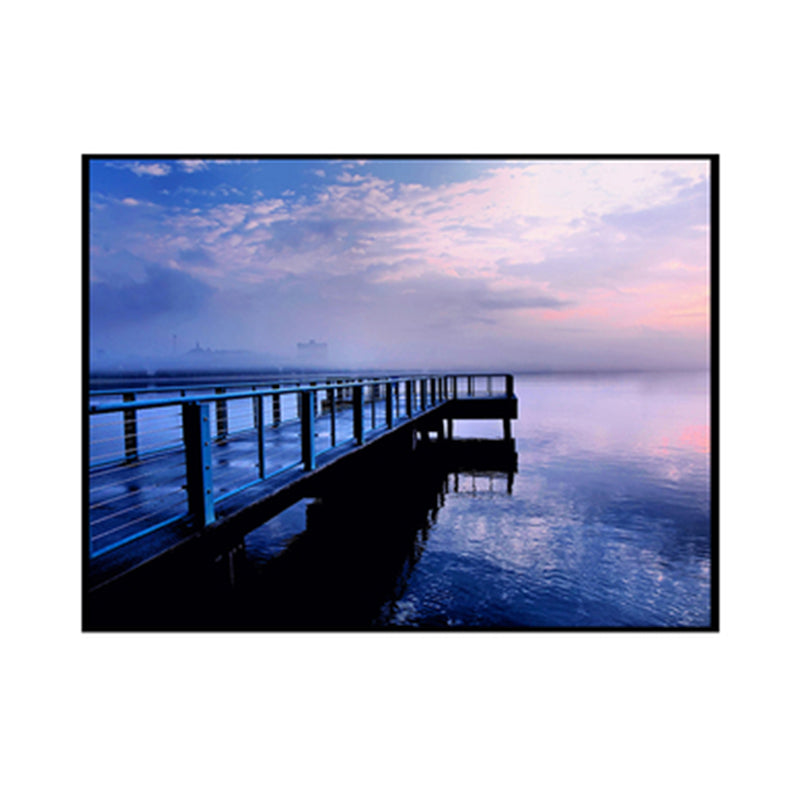 Brehn | Brücke zum Meer Zeitgenössische Landschaft Canvas Kunst Wohnzimmer Wanddekoration in Pastellfarbe