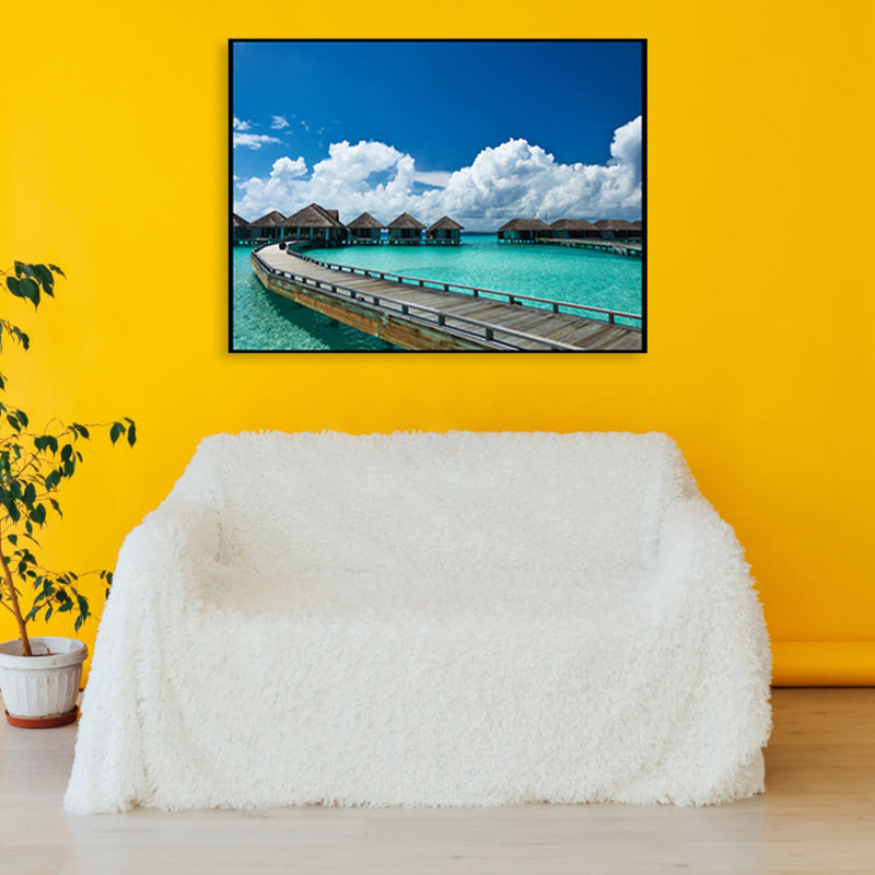 Brehn | Brücke zum Meer Zeitgenössische Landschaft Canvas Kunst Wohnzimmer Wanddekoration in Pastellfarbe