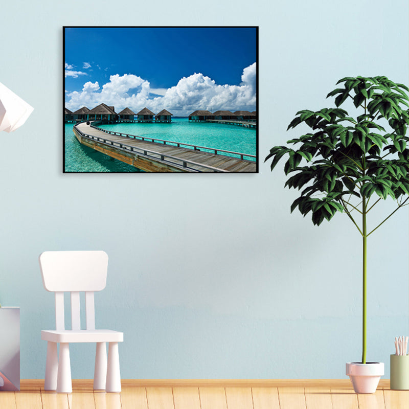 Brehn | Brücke zum Meer Zeitgenössische Landschaft Canvas Kunst Wohnzimmer Wanddekoration in Pastellfarbe