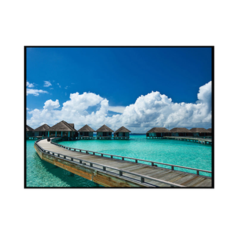 Brehn | Brücke zum Meer Zeitgenössische Landschaft Canvas Kunst Wohnzimmer Wanddekoration in Pastellfarbe