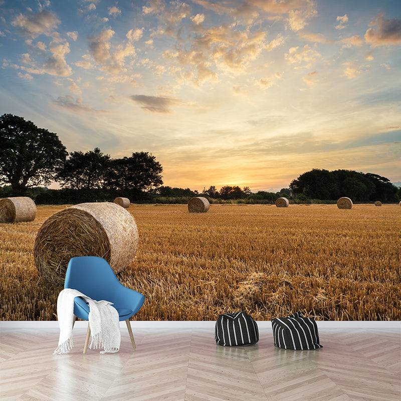 Brehn | Modern wheat field wall sticker light color stain-resistant wall decoration for the living room