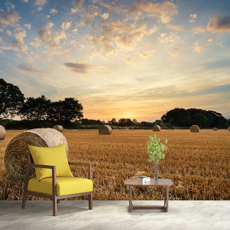Brehn | Modern wheat field wall sticker light color stain-resistant wall decoration for the living room