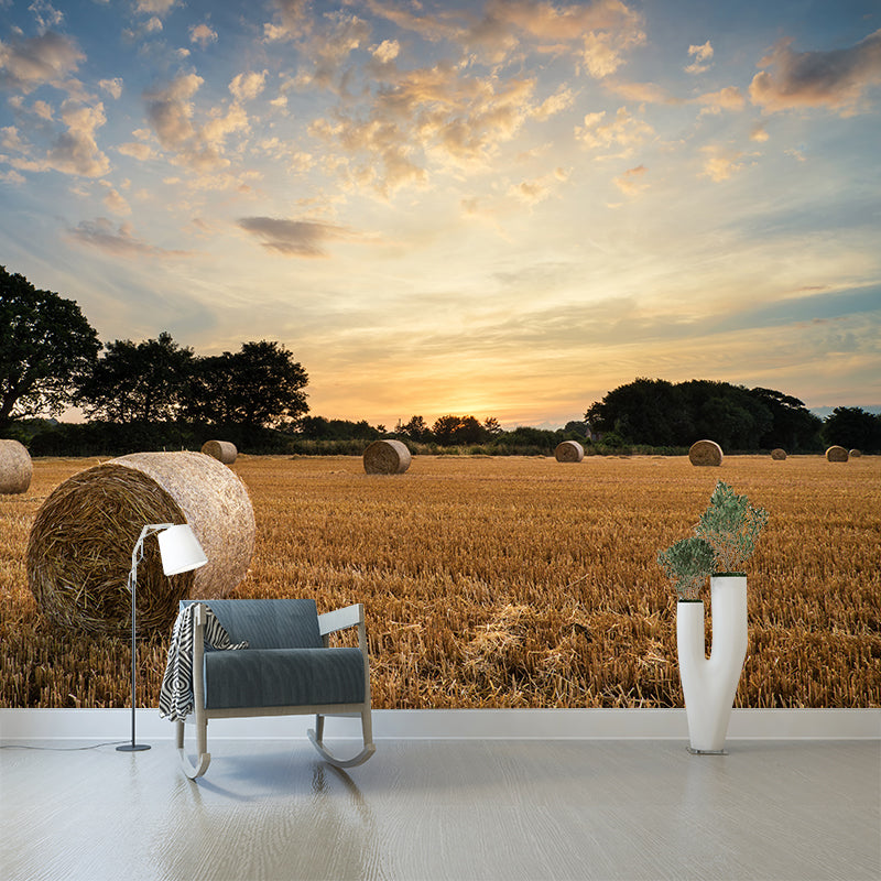 Brehn | Modern wheat field wall sticker light color stain-resistant wall decoration for the living room