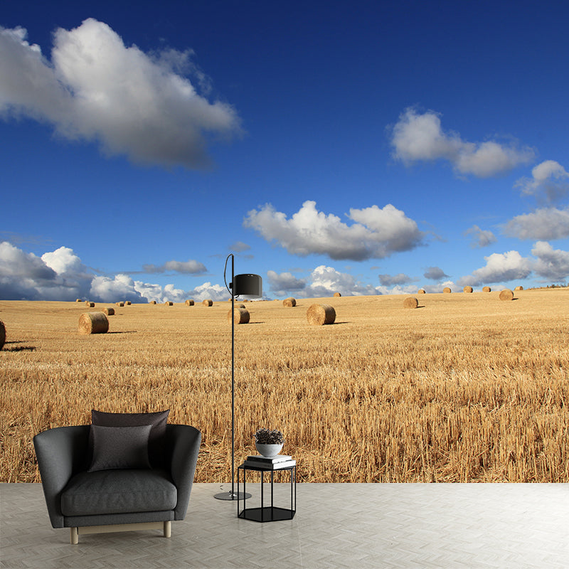 Brehn | Modern wheat field wall sticker light color stain-resistant wall decoration for the living room