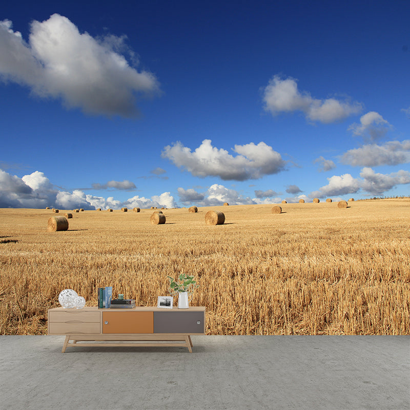 Brehn | Modern wheat field wall sticker light color stain-resistant wall decoration for the living room