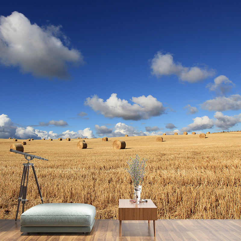 Brehn | Modern wheat field wall sticker light color stain-resistant wall decoration for the living room