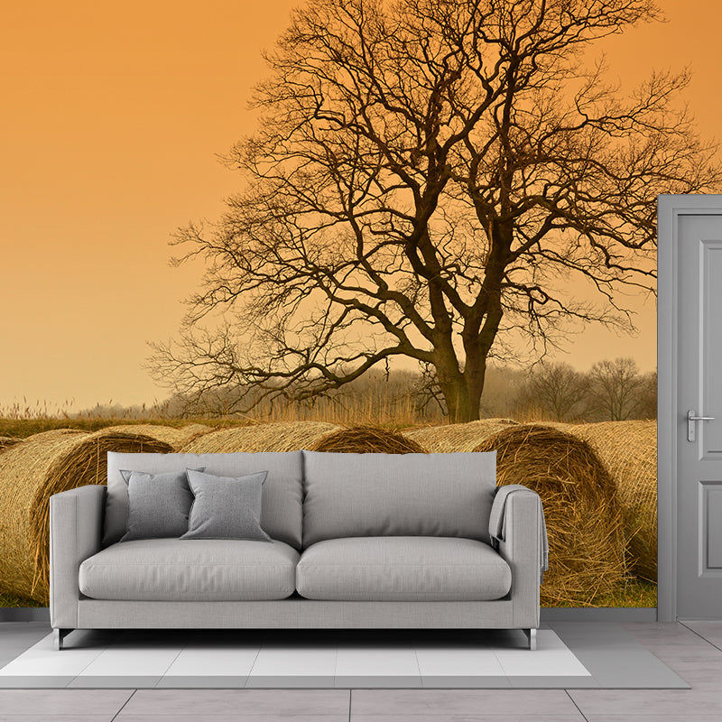 Brehn | Modern wheat field wall sticker light color stain-resistant wall decoration for the living room