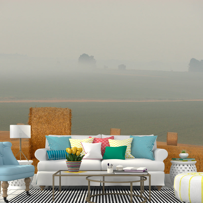 Brehn | Modern wheat field wall sticker light color stain-resistant wall decoration for the living room
