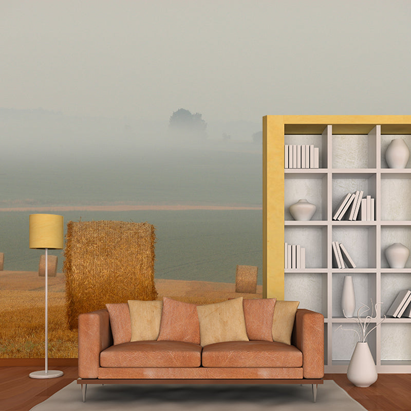 Brehn | Modern wheat field wall sticker light color stain-resistant wall decoration for the living room