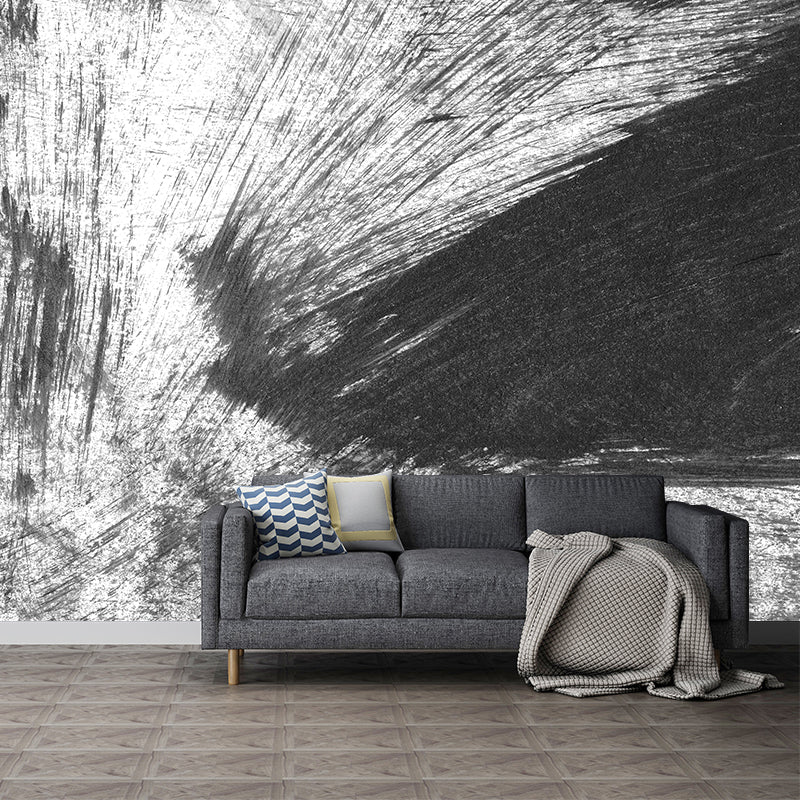 Brehn | Giant Contemporary Wall Mural Schwarzes Pinselstrichmuster Wanddekoration, Individuell bedruckt