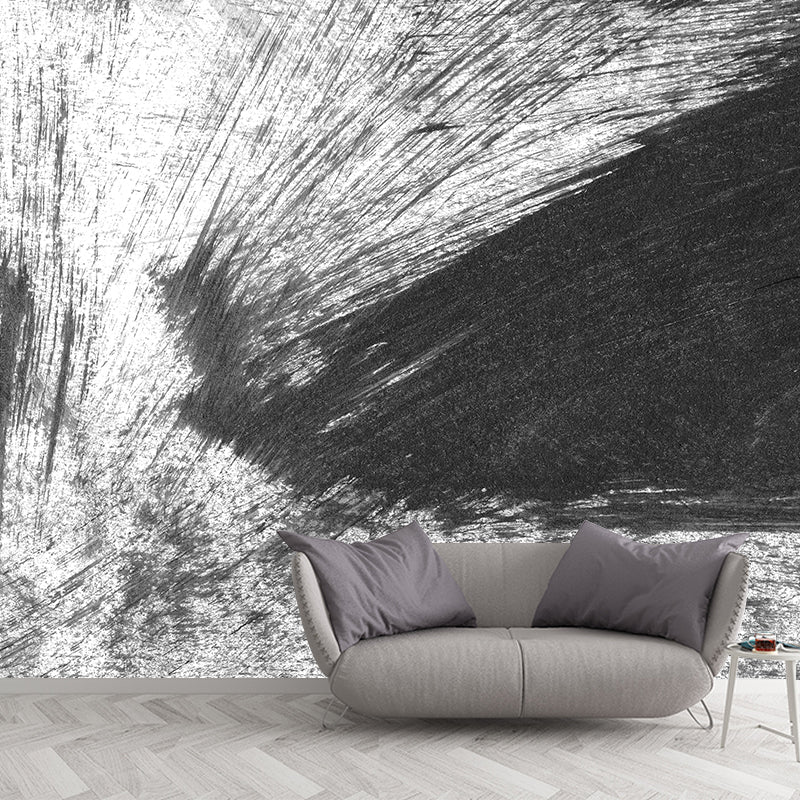 Brehn | Giant Contemporary Wall Mural Schwarzes Pinselstrichmuster Wanddekoration, Individuell bedruckt
