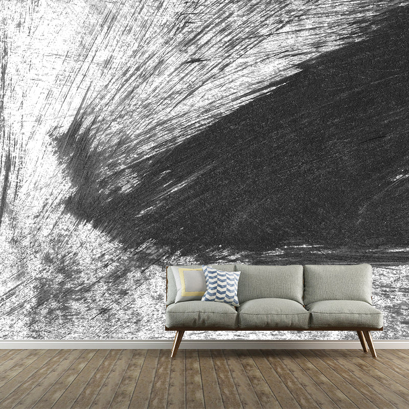 Brehn | Giant Contemporary Wall Mural Schwarzes Pinselstrichmuster Wanddekoration, Individuell bedruckt
