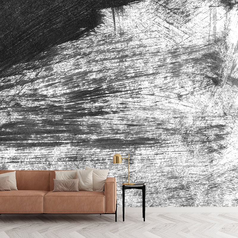 Brehn | Giant Contemporary Wall Mural Schwarzes Pinselstrichmuster Wanddekoration, Individuell bedruckt