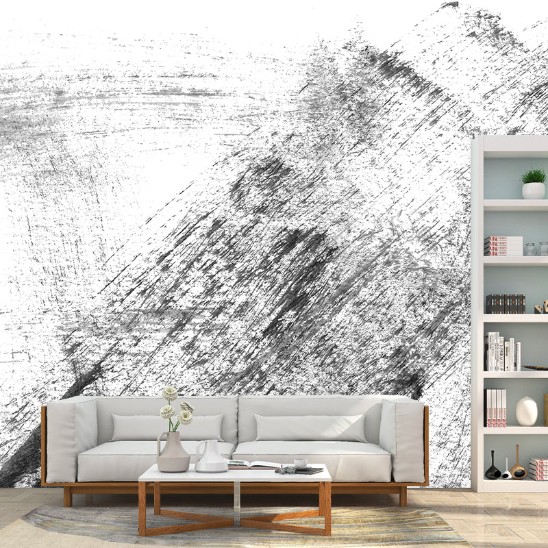 Brehn | Giant Contemporary Wall Mural Schwarzes Pinselstrichmuster Wanddekoration, Individuell bedruckt