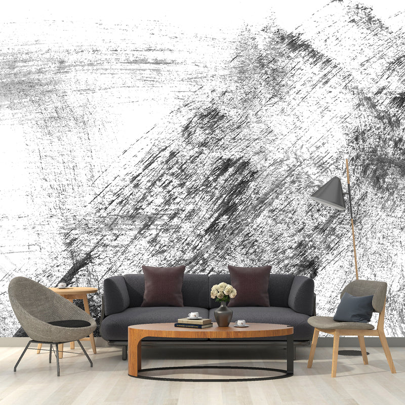 Brehn | Giant Contemporary Wall Mural Schwarzes Pinselstrichmuster Wanddekoration, Individuell bedruckt