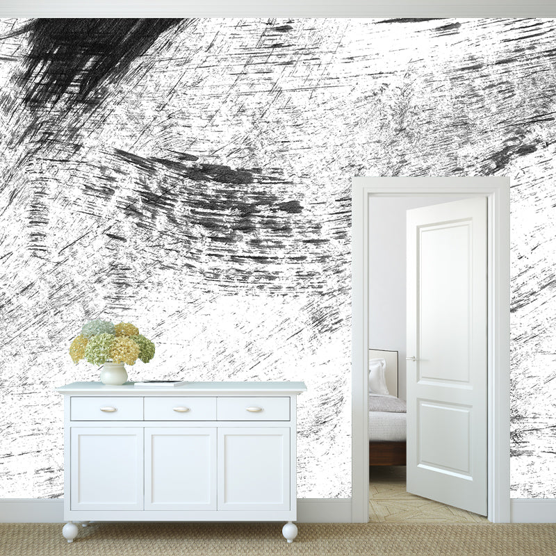 Brehn | Giant Contemporary Wall Mural Schwarzes Pinselstrichmuster Wanddekoration, Individuell bedruckt