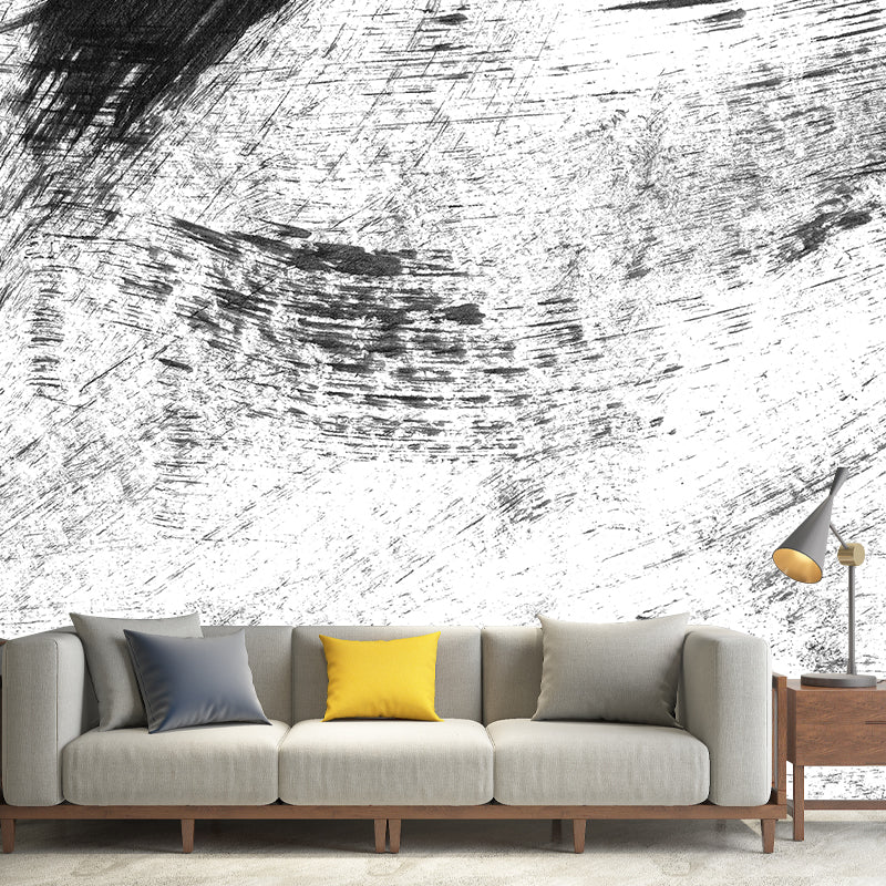 Brehn | Giant Contemporary Wall Mural Schwarzes Pinselstrichmuster Wanddekoration, Individuell bedruckt