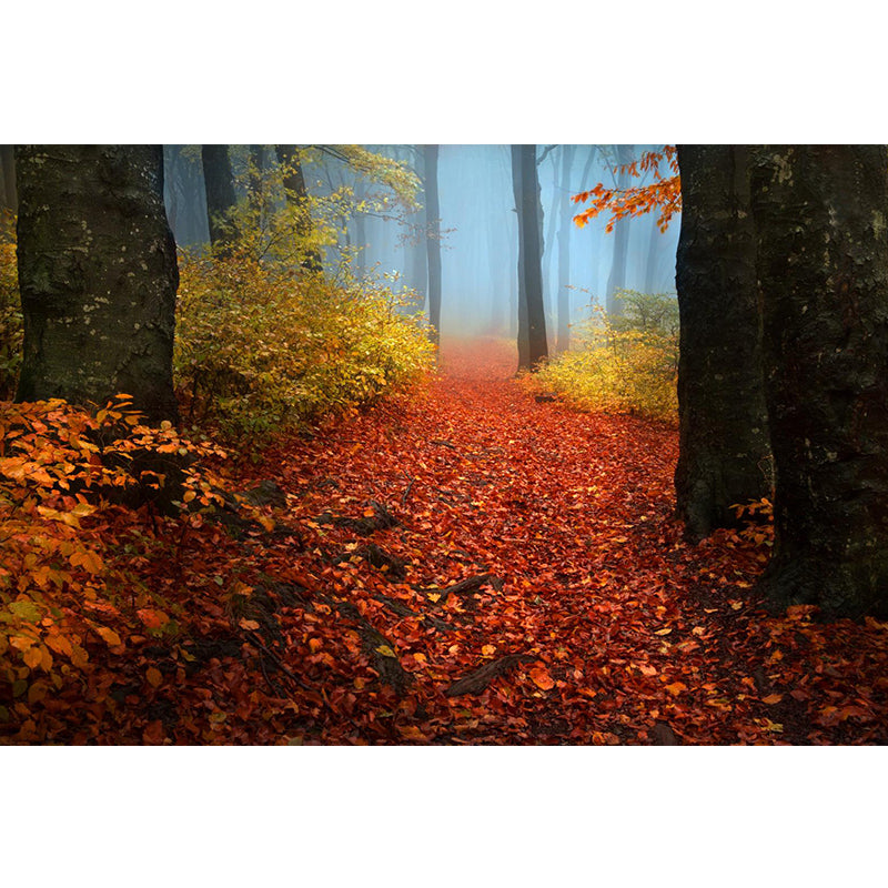 Brehn | Modernes Nebelwald Landschafts Wandgemälde Helle Farbe Fleckenresistentes Wanddekor für Schlafzimmer