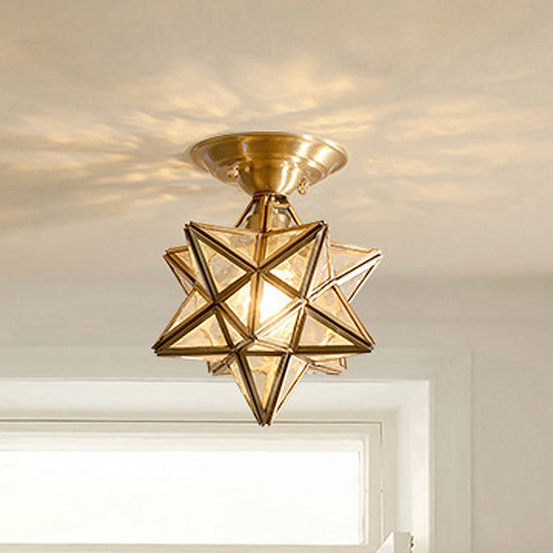 Brehn | StarLuxe Deckenleuchte - Traditionelle Messing-Deckenlampe mit Glas