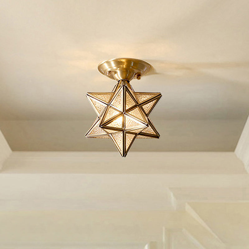 Brehn | StarLuxe Deckenleuchte - Traditionelle Messing-Deckenlampe mit Glas