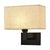 Postmoderner Kubus Wandleuchte Stoff 1-Licht Nachttisch Lese Wandleuchte in Weiß/Beige/Braun mit Schwarz/Gold Arm | Brehn