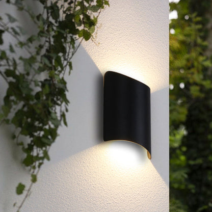 Aluminium Curve Wand-Washer Wandlampe Minimalistisch 2-Licht Schwarz LED Wandmontierte Beleuchtung für Eingangstür | Brehn