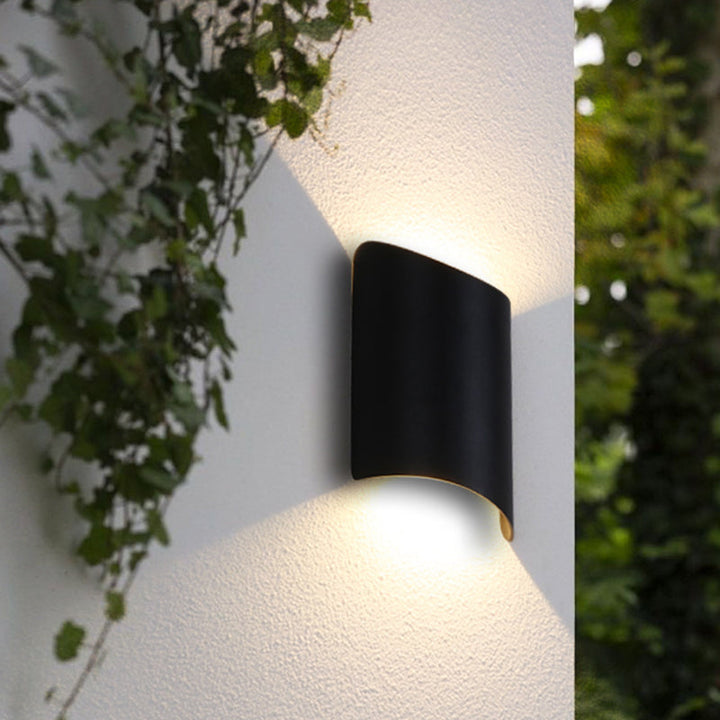 Aluminium Curve Wand-Washer Wandlampe Minimalistisch 2-Licht Schwarz LED Wandmontierte Beleuchtung für Eingangstür | Brehn
