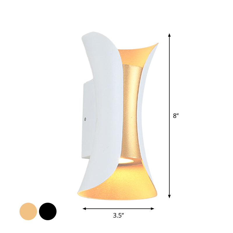 Klein/Groß Flackernde LED Wandleuchte Modern Metall 2 Glühbirnen Schwarz/Weiß/Weiß-Gold Auf Ab Licht für Terrasse | Brehn