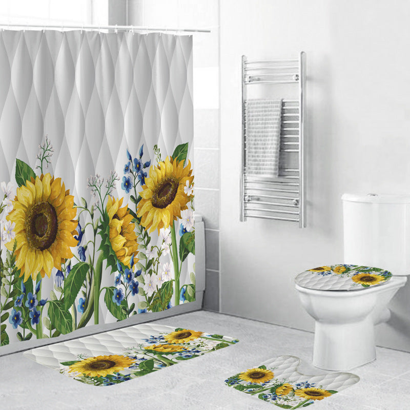 Florale Duschvorhang- und Matten-Set Brehn