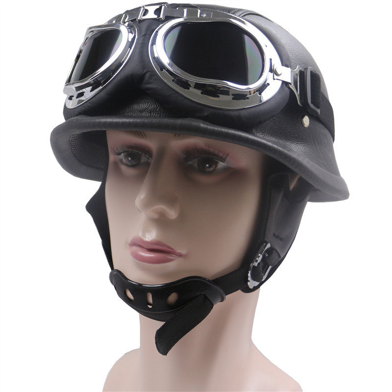 Vintage Leder Motorradhelm Brehn