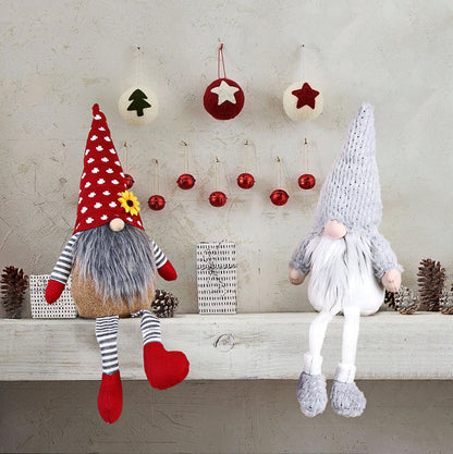 Weihnachts-Wichtelfigur mit langen Beinen, sitzend