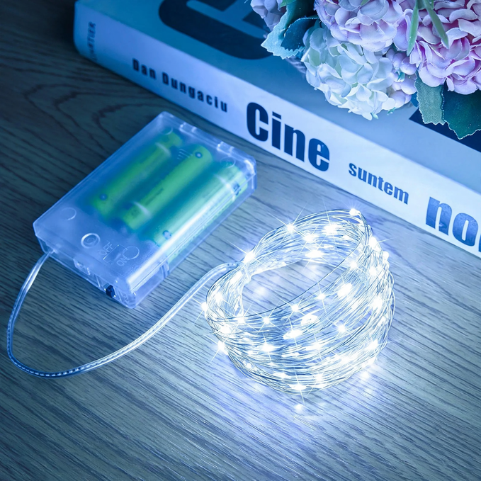 LED-Kupferdraht-Lichterkette mit Batteriefach