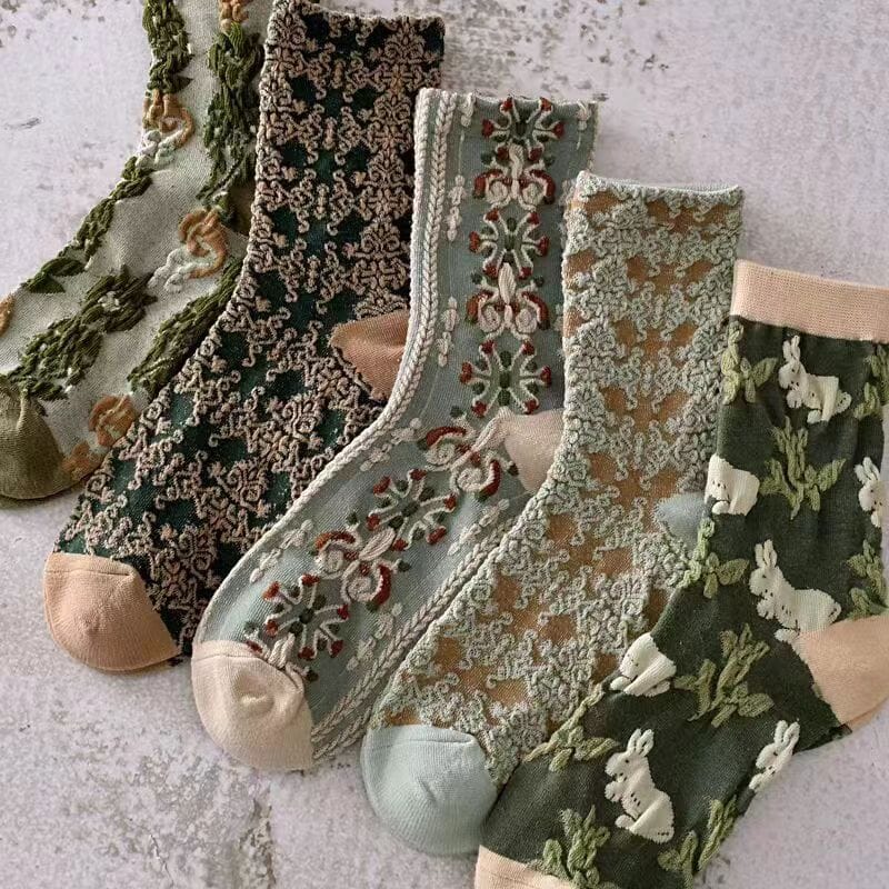 Damen-Baumwollsocken mit Blumenmuster (10 Paar)