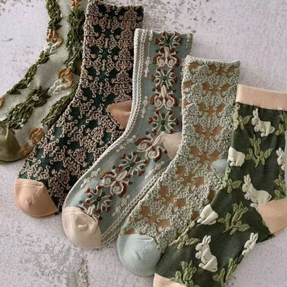 Damen-Baumwollsocken mit Blumenmuster (10 Paar)